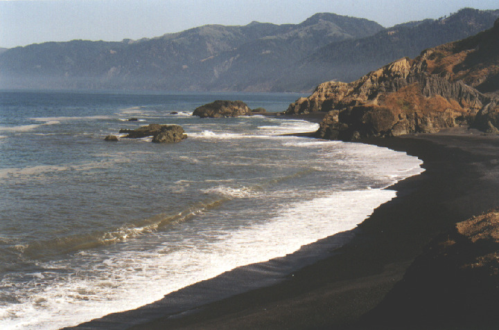 The black sand of the "Lost coast"