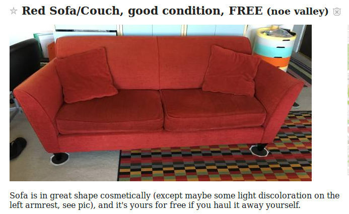 Our old sofa was looking for a new home.