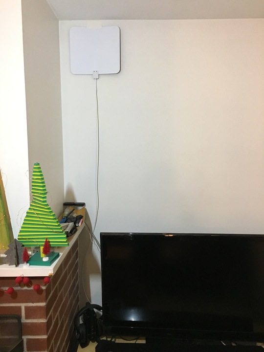 The modern indoor antenna receives crystal-clear HDTV over the air.