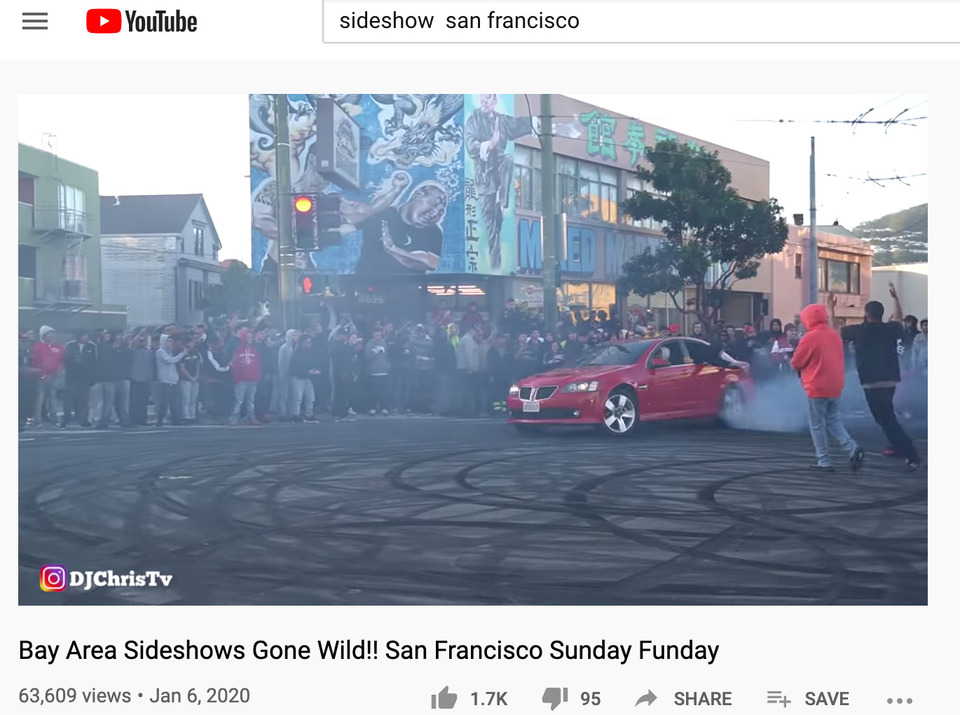 Auch tagsüber finden in San Francisco mitten in der Stadt auf öffentlichen Straßen sogenannte "Sideshows" statt.