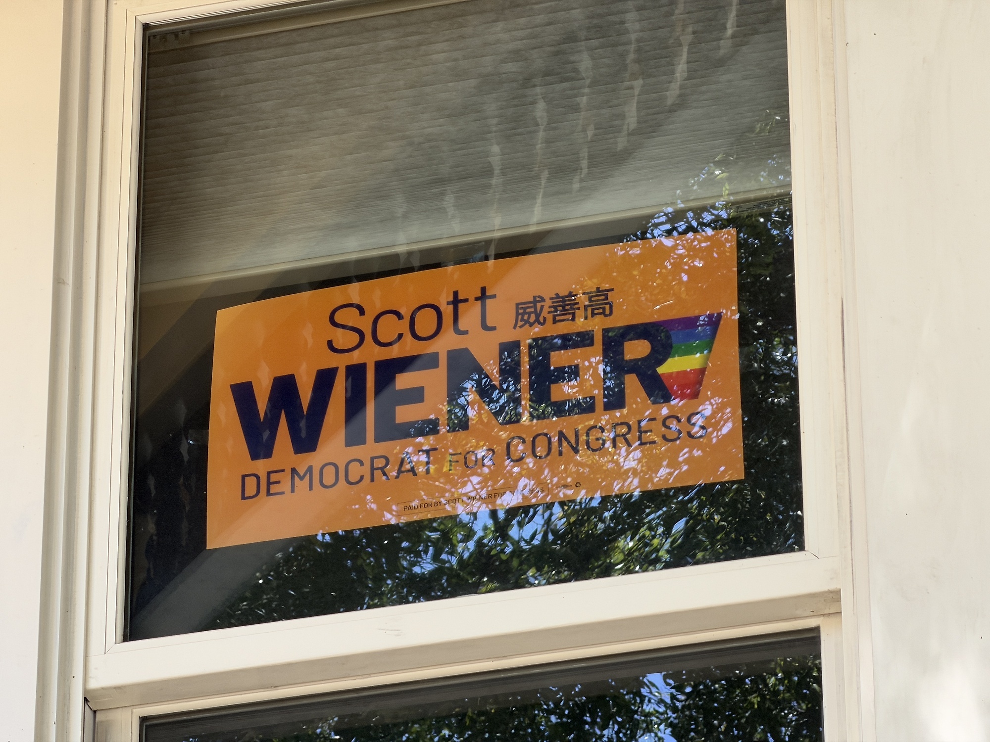 Dieser Einwohner wirbt f&uuml;r den Kongress-Kandidaten Scott Wiener