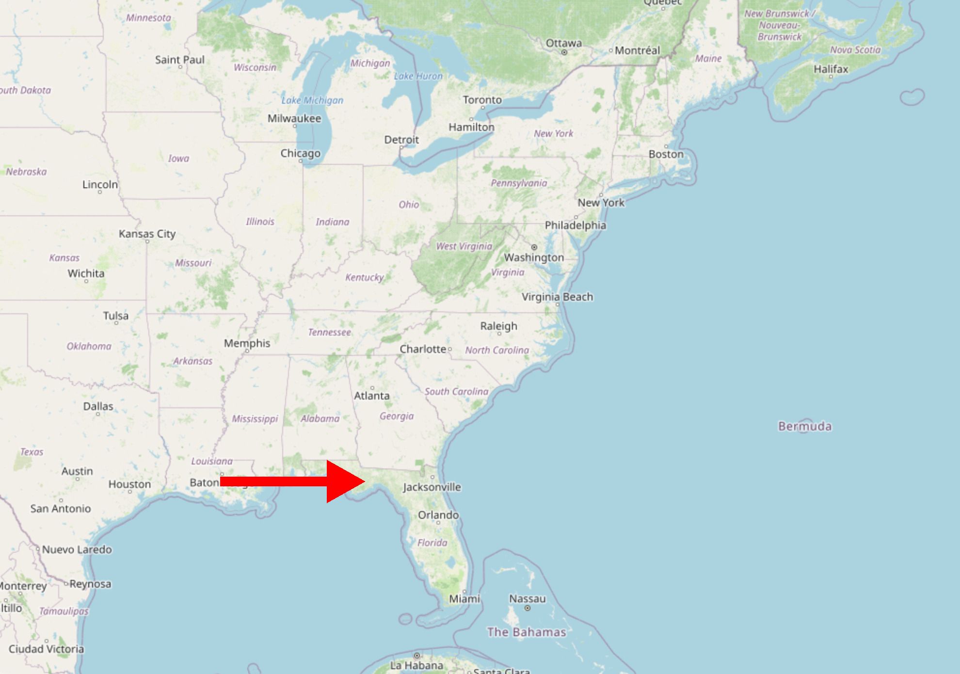 Das Panhandle Floridas liegt am nordwestlichen Zipfel.