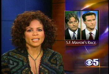 Die beiden Bürgermeisterkandidaten in den CBS News, links Gonzalez, rechts Newsom