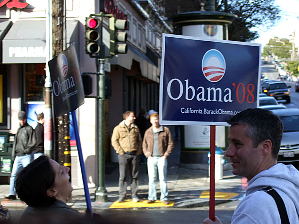 Obama supporters in the Castro District in San Francisco