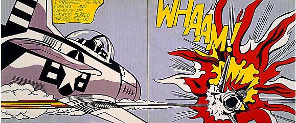 Der Maler Roy Lichtenstein verwendet in seinen Bildern manchmal Geräuschwörter.