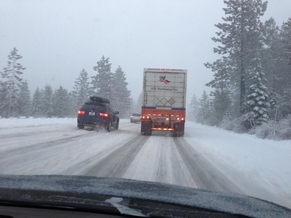 Highway I-80 to Tahoe is often snowed-in in the winter time.