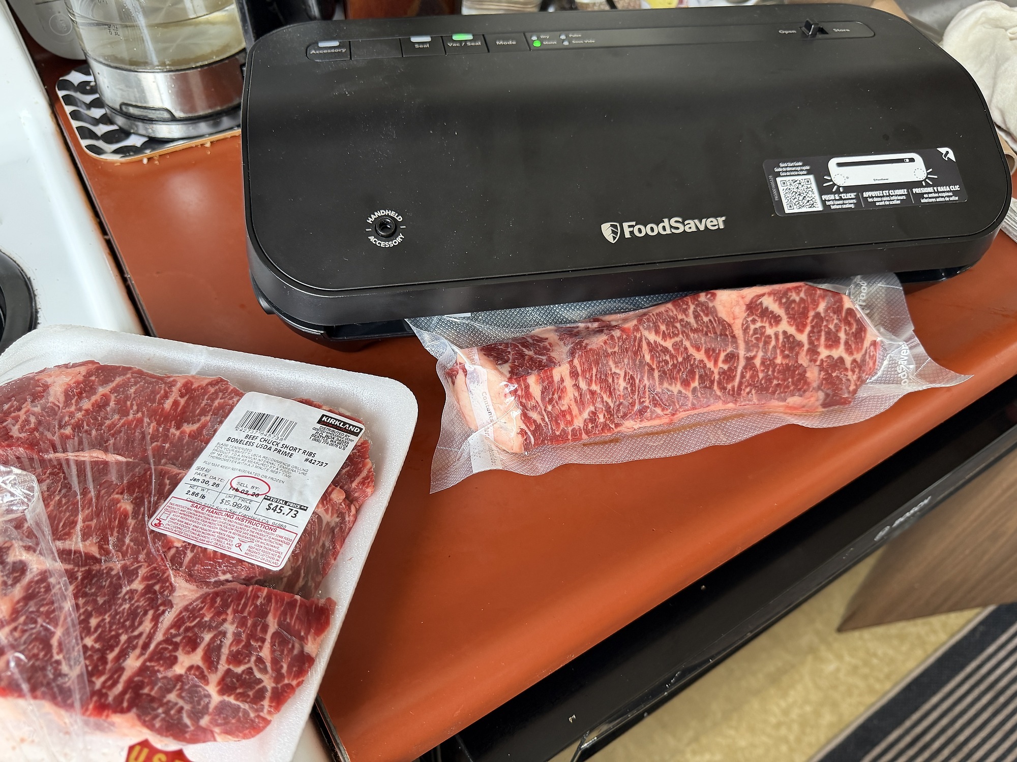 Delicate shortrib pieces from the bulk pack individually sealed.
